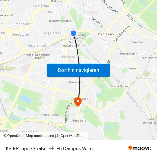 Karl-Popper-Straße to Fh Campus Wien map