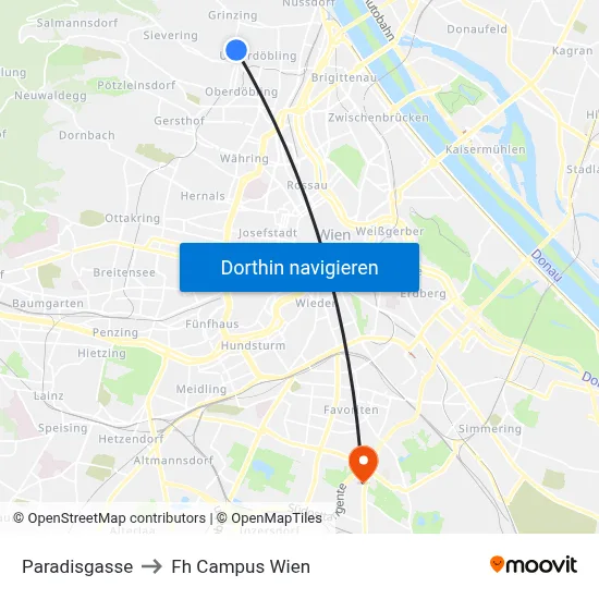 Paradisgasse to Fh Campus Wien map