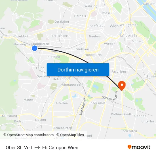 Ober St. Veit to Fh Campus Wien map