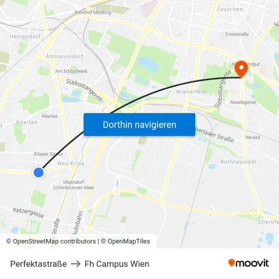 Perfektastraße to Fh Campus Wien map