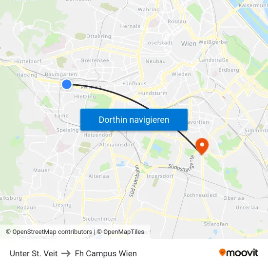 Unter St. Veit to Fh Campus Wien map