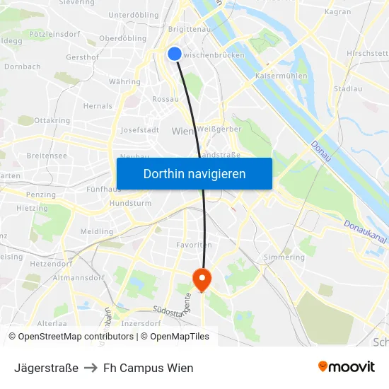 Jägerstraße to Fh Campus Wien map