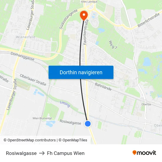 Rosiwalgasse to Fh Campus Wien map