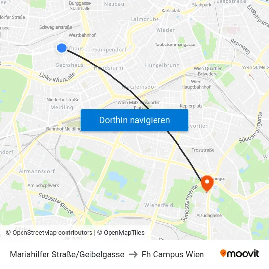 Mariahilfer Straße/Geibelgasse to Fh Campus Wien map