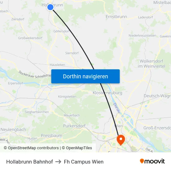 Hollabrunn Bahnhof to Fh Campus Wien map