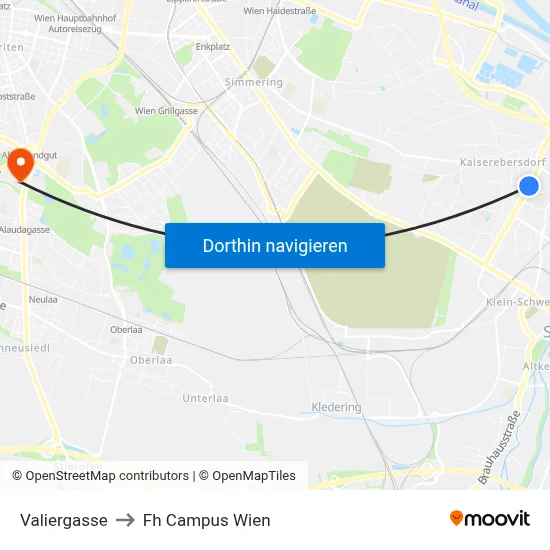 Valiergasse to Fh Campus Wien map