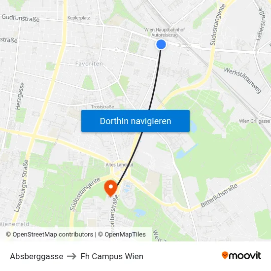 Absberggasse to Fh Campus Wien map