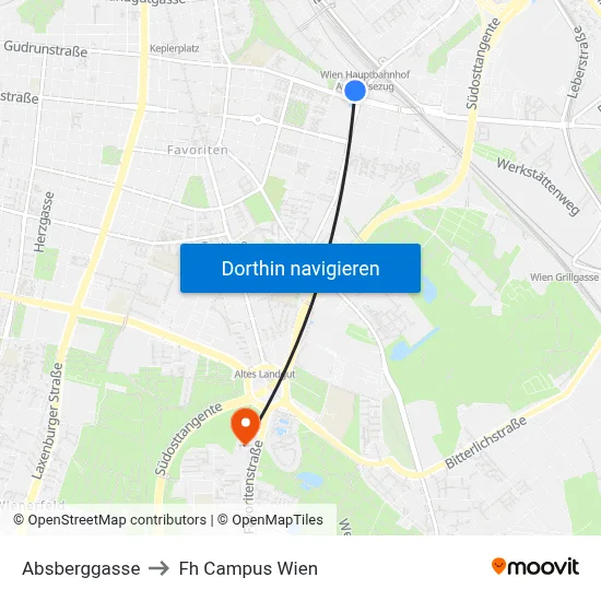 Absberggasse to Fh Campus Wien map