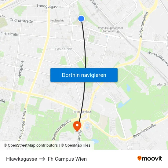 Hlawkagasse to Fh Campus Wien map