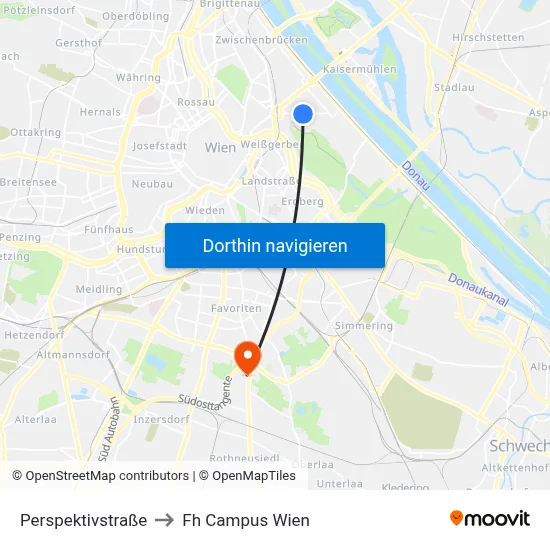 Perspektivstraße to Fh Campus Wien map