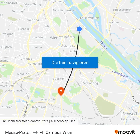 Messe-Prater to Fh Campus Wien map