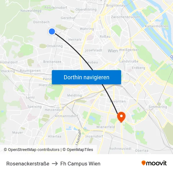 Rosenackerstraße to Fh Campus Wien map