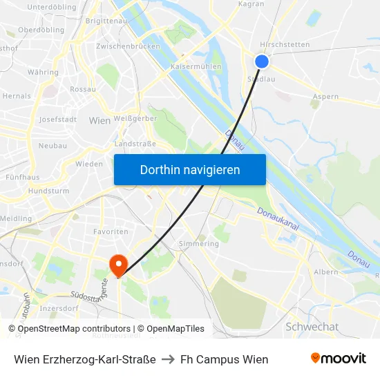 Wien Erzherzog-Karl-Straße to Fh Campus Wien map