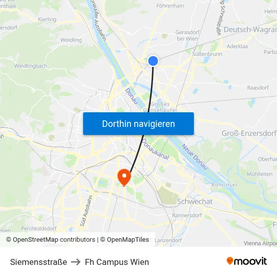 Siemensstraße to Fh Campus Wien map