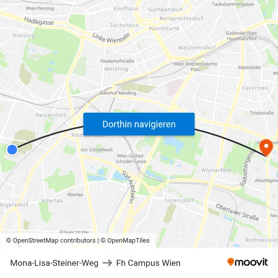 Mona-Lisa-Steiner-Weg to Fh Campus Wien map