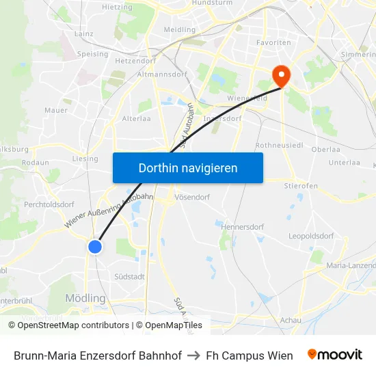 Brunn-Maria Enzersdorf Bahnhof to Fh Campus Wien map