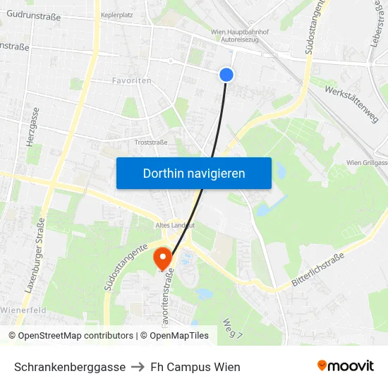 Schrankenberggasse to Fh Campus Wien map