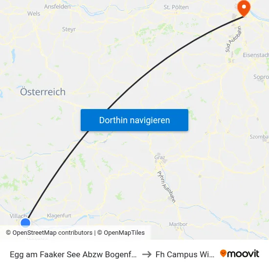 Egg am Faaker See Abzw Bogenfeld to Fh Campus Wien map
