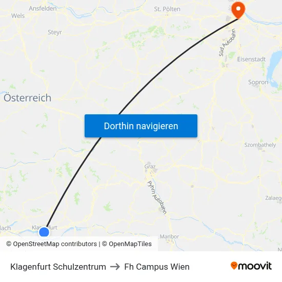Klagenfurt Schulzentrum to Fh Campus Wien map