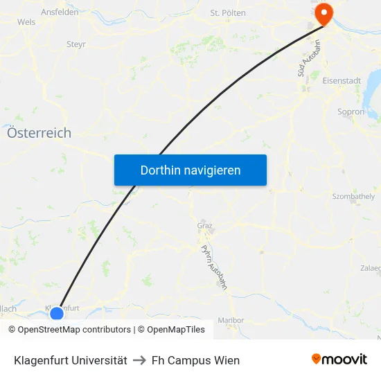 Klagenfurt Universität to Fh Campus Wien map