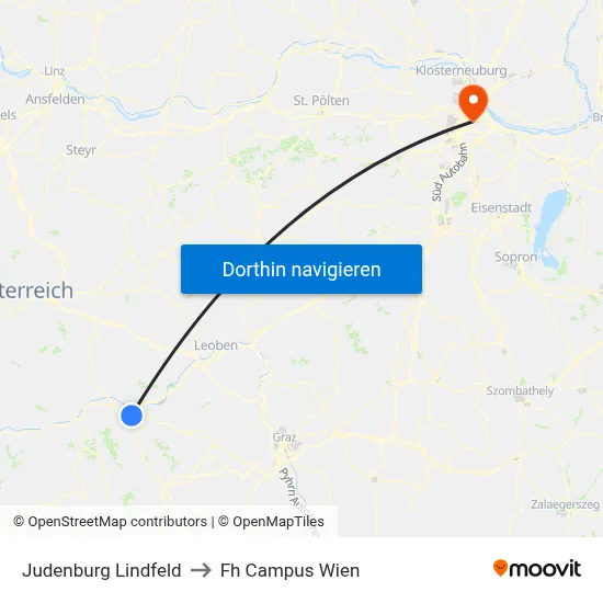 Judenburg Lindfeld to Fh Campus Wien map