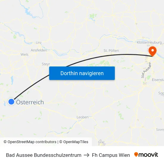 Bad Aussee Bundesschulzentrum to Fh Campus Wien map