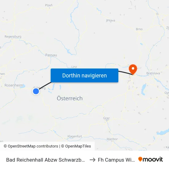 Bad Reichenhall Abzw Schwarzbach to Fh Campus Wien map
