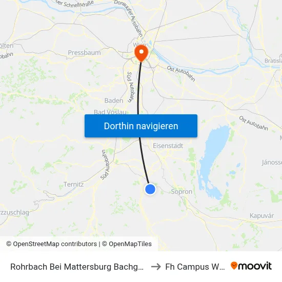 Rohrbach Bei Mattersburg Bachgasse to Fh Campus Wien map