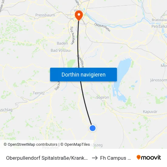 Oberpullendorf Spitalstraße/Krankenhaus to Fh Campus Wien map