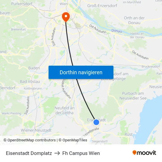 Eisenstadt Domplatz to Fh Campus Wien map