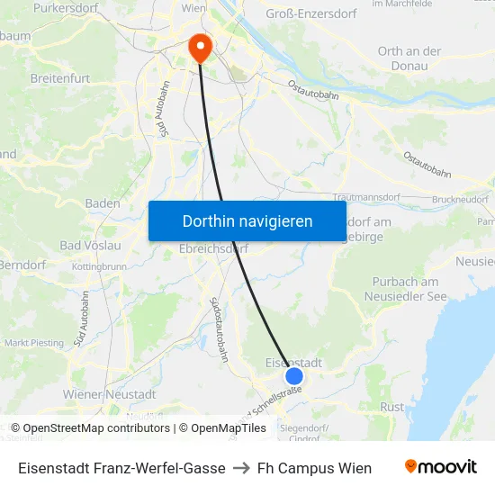 Eisenstadt Franz-Werfel-Gasse to Fh Campus Wien map