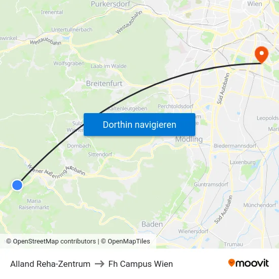 Alland Reha-Zentrum to Fh Campus Wien map