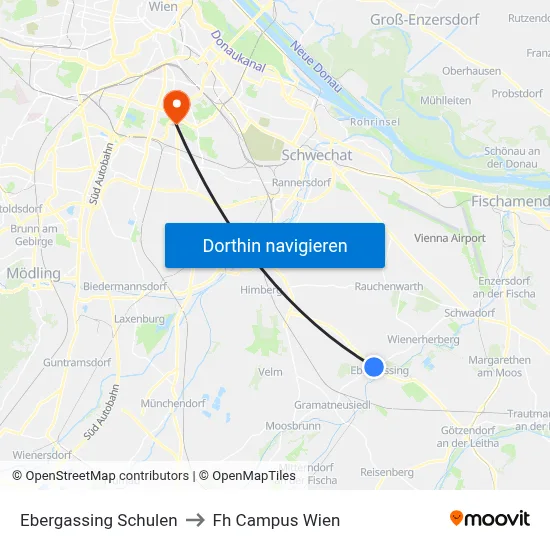 Ebergassing Schulen to Fh Campus Wien map