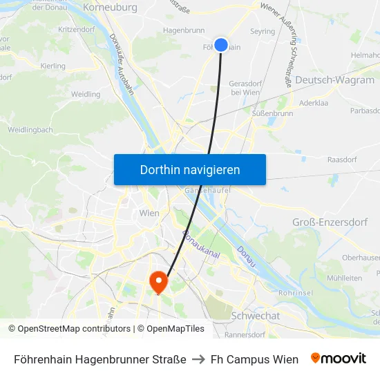 Föhrenhain Hagenbrunner Straße to Fh Campus Wien map