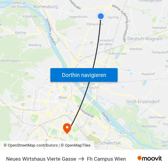 Neues Wirtshaus Vierte Gasse to Fh Campus Wien map