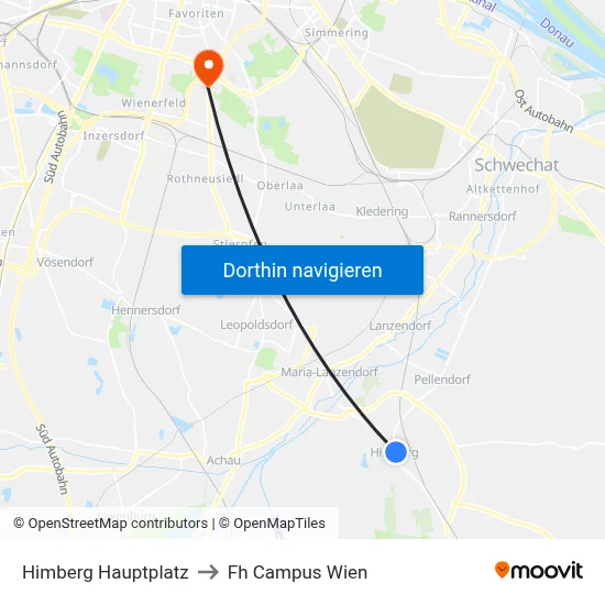 Himberg Hauptplatz to Fh Campus Wien map