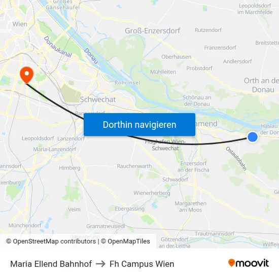 Maria Ellend Bahnhof to Fh Campus Wien map