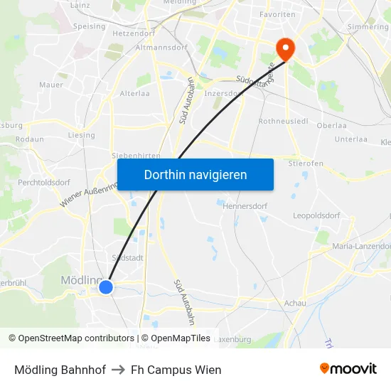 Mödling Bahnhof to Fh Campus Wien map