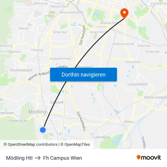Mödling Htl to Fh Campus Wien map