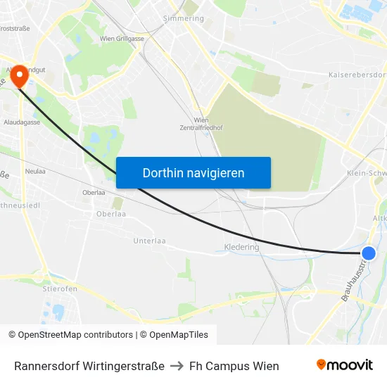 Rannersdorf Wirtingerstraße to Fh Campus Wien map