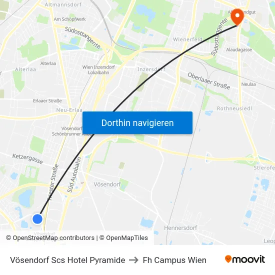 Vösendorf Scs Hotel Pyramide to Fh Campus Wien map