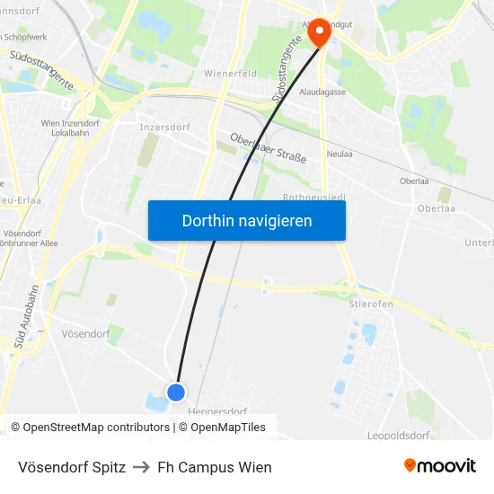 Vösendorf Spitz to Fh Campus Wien map