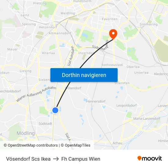 Vösendorf Scs Ikea to Fh Campus Wien map