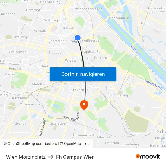 Wien Morzinplatz to Fh Campus Wien map