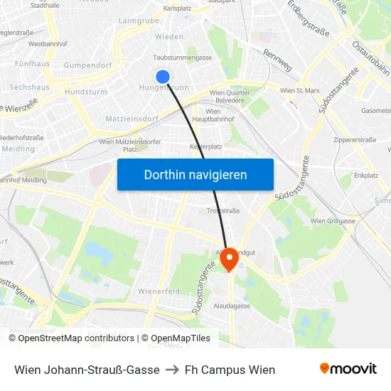 Wien Johann-Strauß-Gasse to Fh Campus Wien map