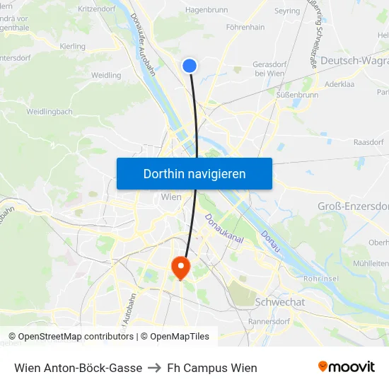 Wien Anton-Böck-Gasse to Fh Campus Wien map