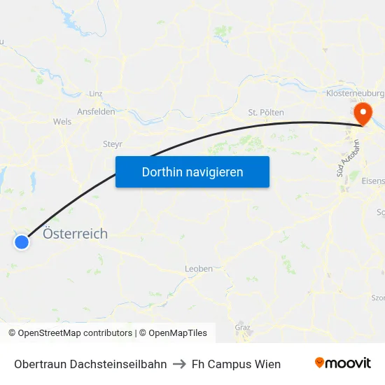 Obertraun Dachsteinseilbahn to Fh Campus Wien map