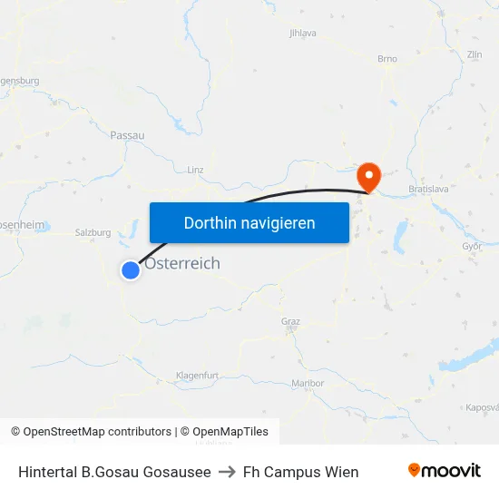 Hintertal B.Gosau Gosausee to Fh Campus Wien map
