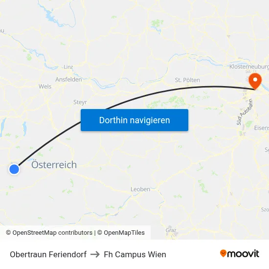 Obertraun Feriendorf to Fh Campus Wien map