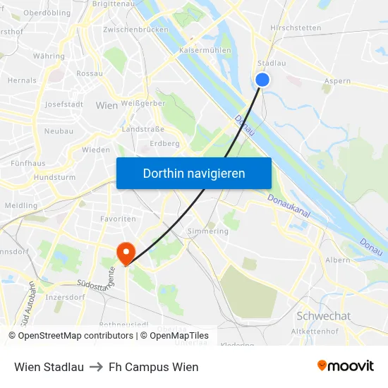 Wien Stadlau to Fh Campus Wien map